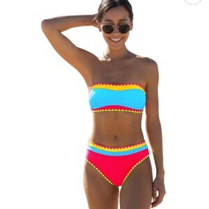 Bikini Set in Blue, Yellow, and Red